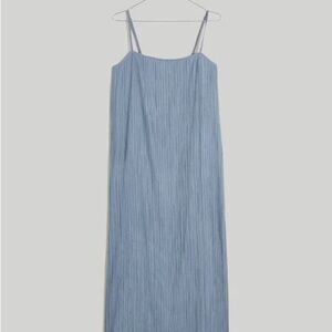 Madewell The Goldie Dress in Plissé in Teapot Blue NWT Size 4